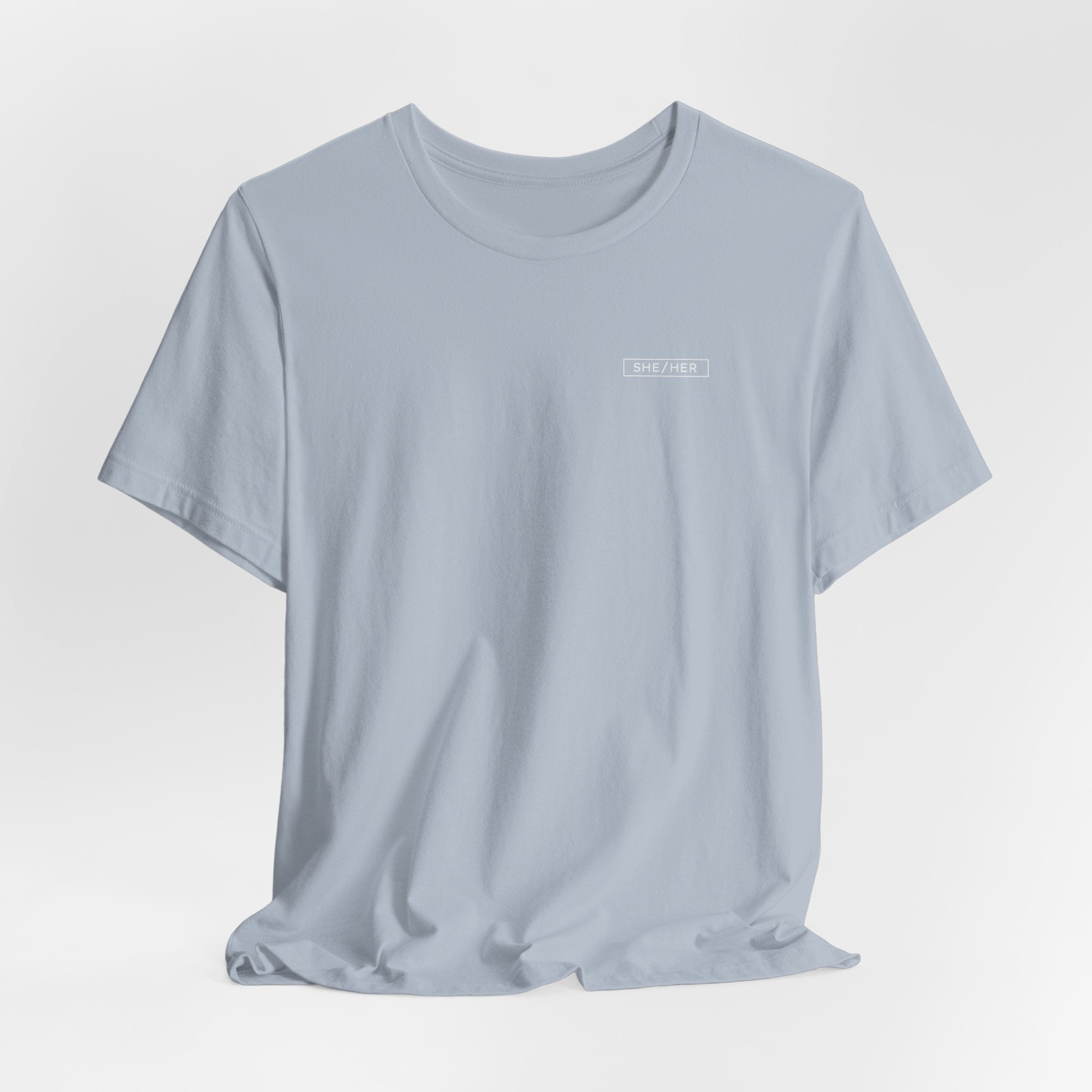 She/Her Pronoun T-Shirt – Minimalist Chest Graphic Tee