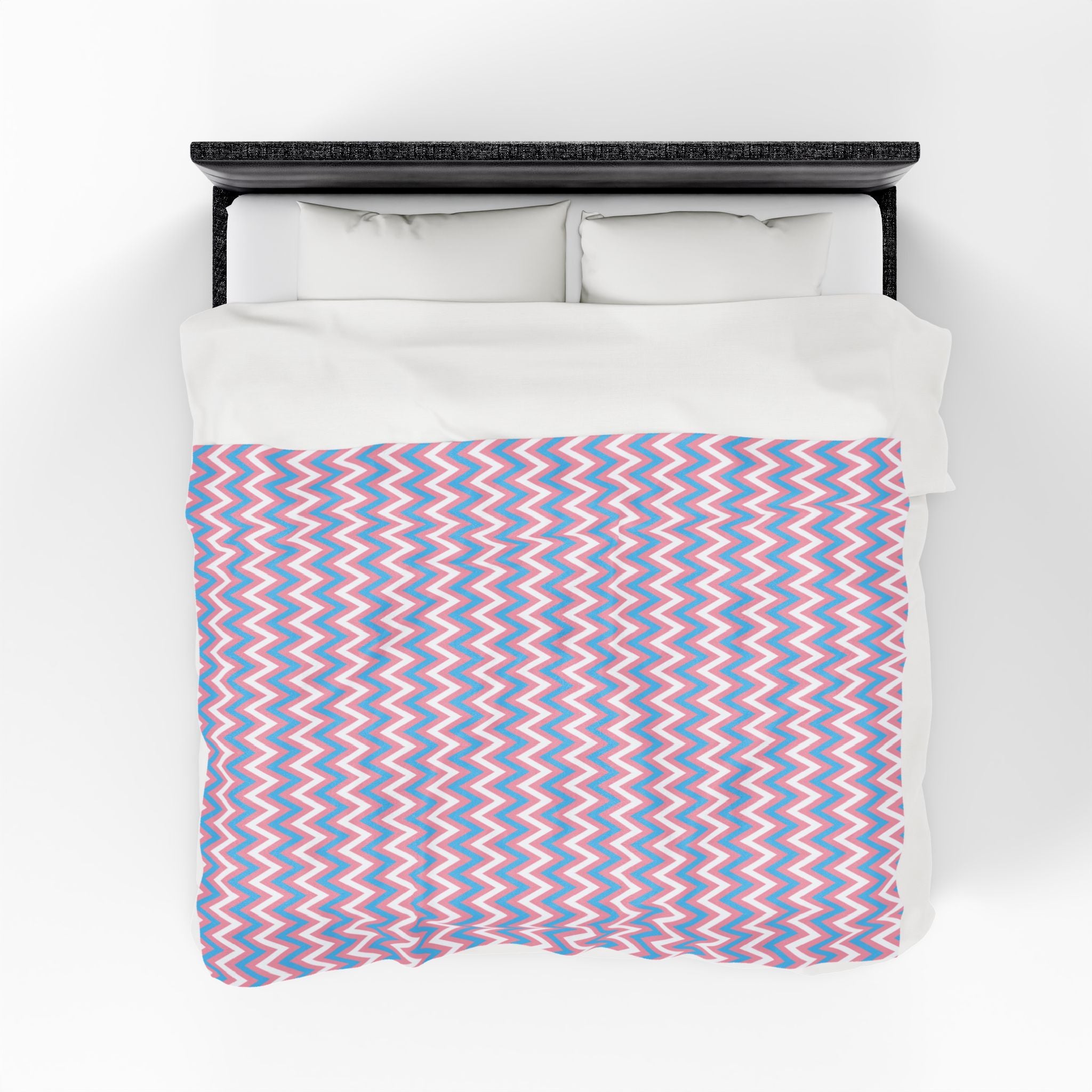 Transgender Flag Chevron Pattern Velveteen Plush Blanket - Coming Out Christmas Pride Blue Pink White
