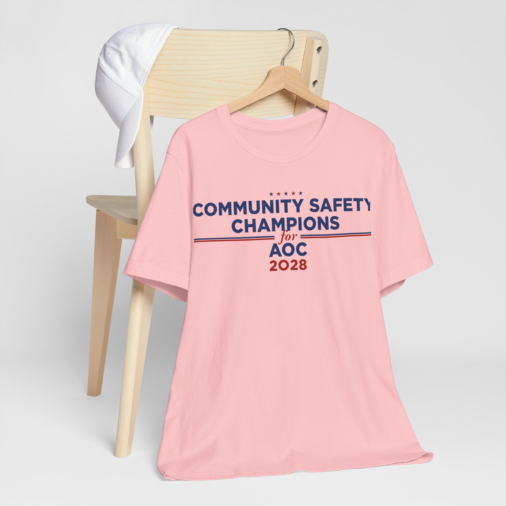 Community Safety Champion for AOC 2028 T-Shirt | Bella+Canvas 3001 Political Graphic Tee