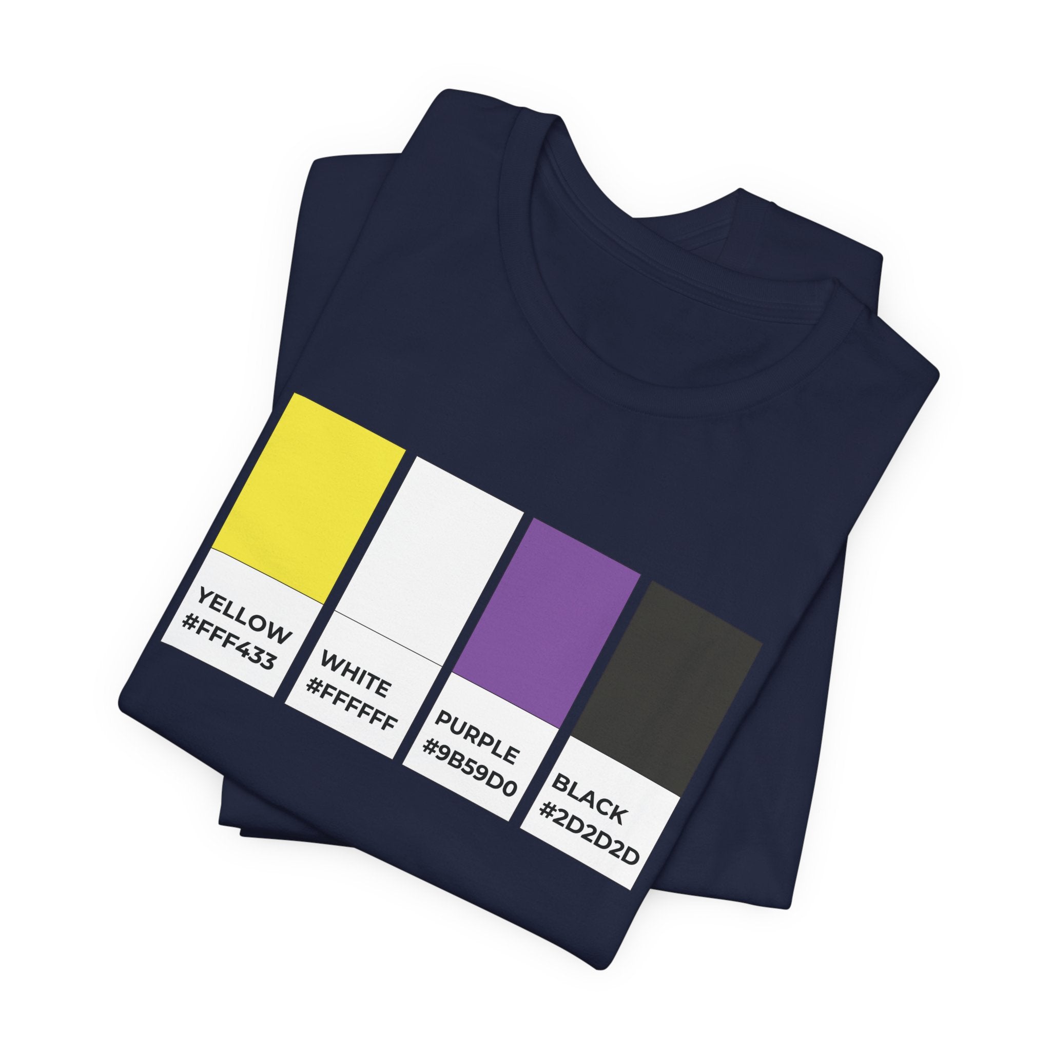 Funny Non-Binary Enby NB Pride Flag Pantone Colors Unisex Jersey Short Sleeve T-Shirt