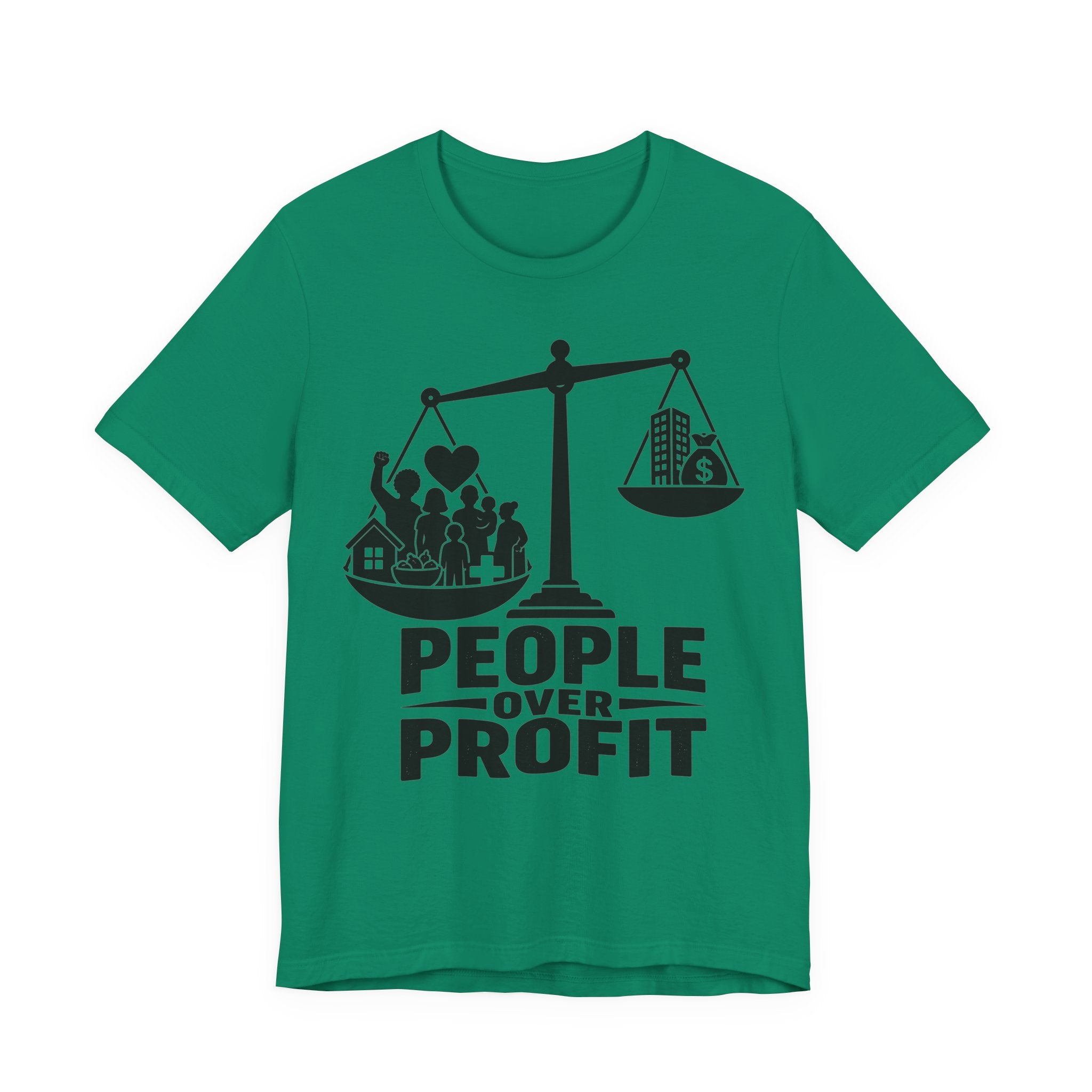 People Over Profit T-Shirt | Bella+Canvas 3001 Economic Justice Graphic Tee