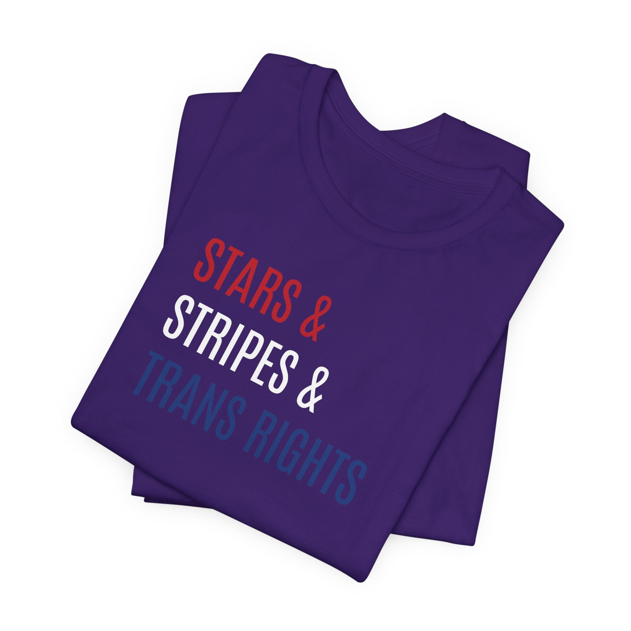 Stars, Stripes, Trans Rights T-Shirt - Red White Blue Patriotic Shirt - LGBTQ - Transgender Tee