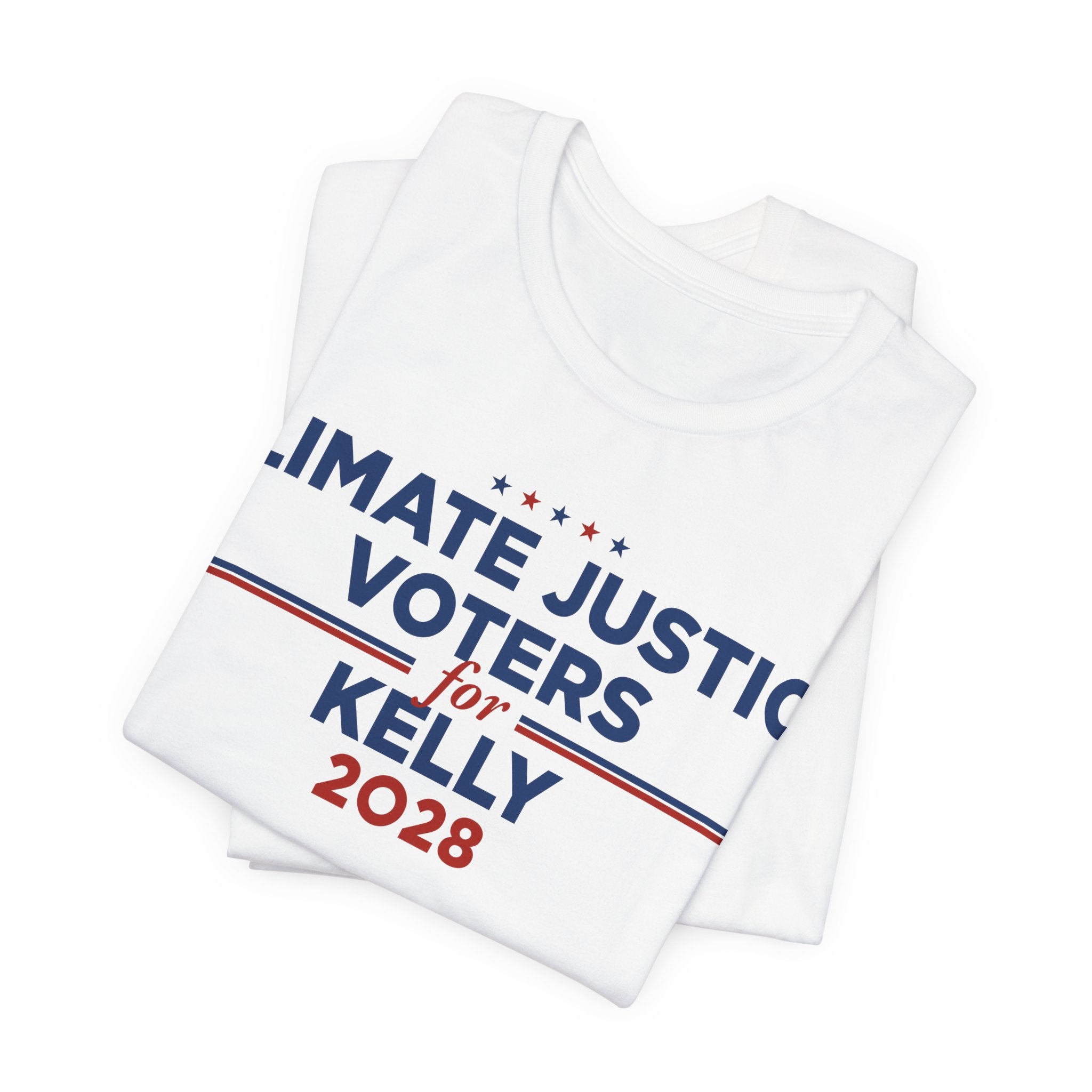 Climate Justice Voters for Kelly 2028 T-Shirt | Bella+Canvas 3001 Political Graphic Tee