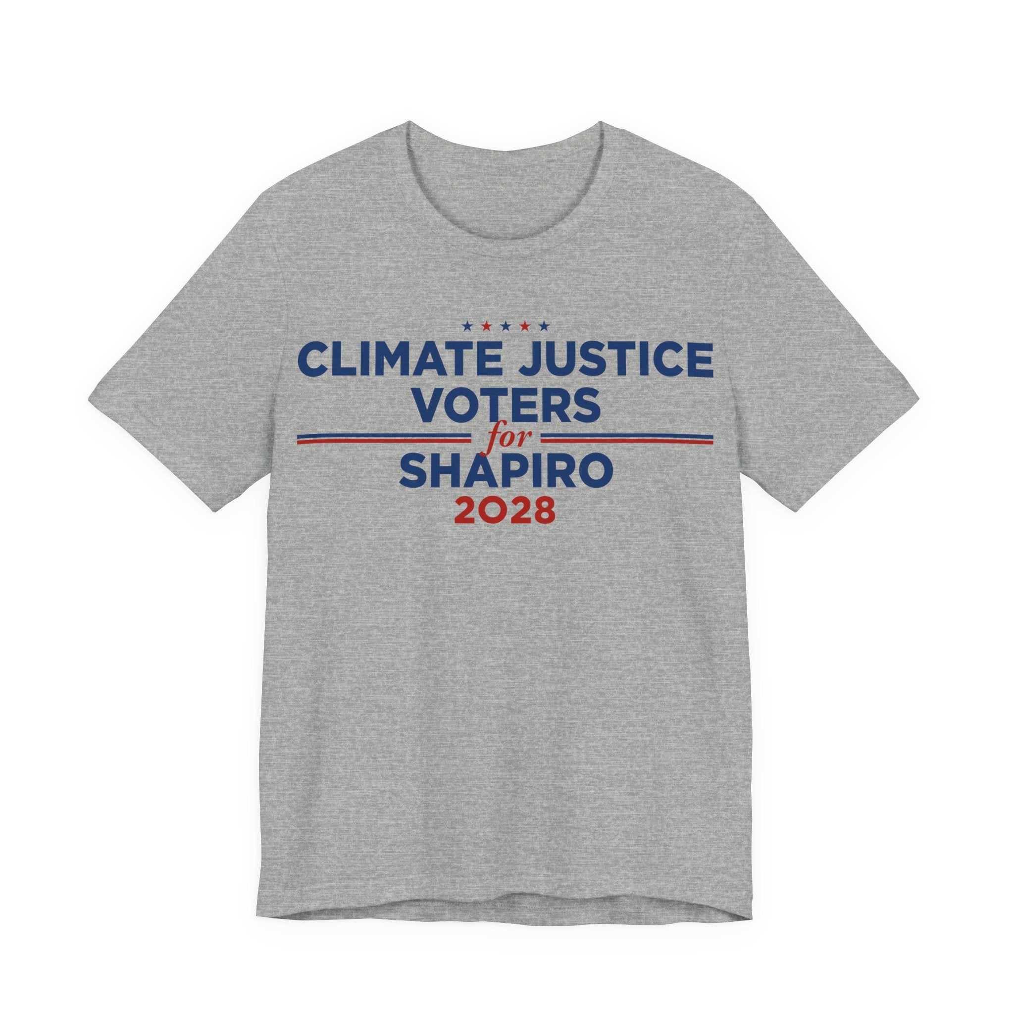 Climate Justice Voters for Shapiro 2028 T-Shirt | Bella+Canvas 3001 Political Graphic Tee