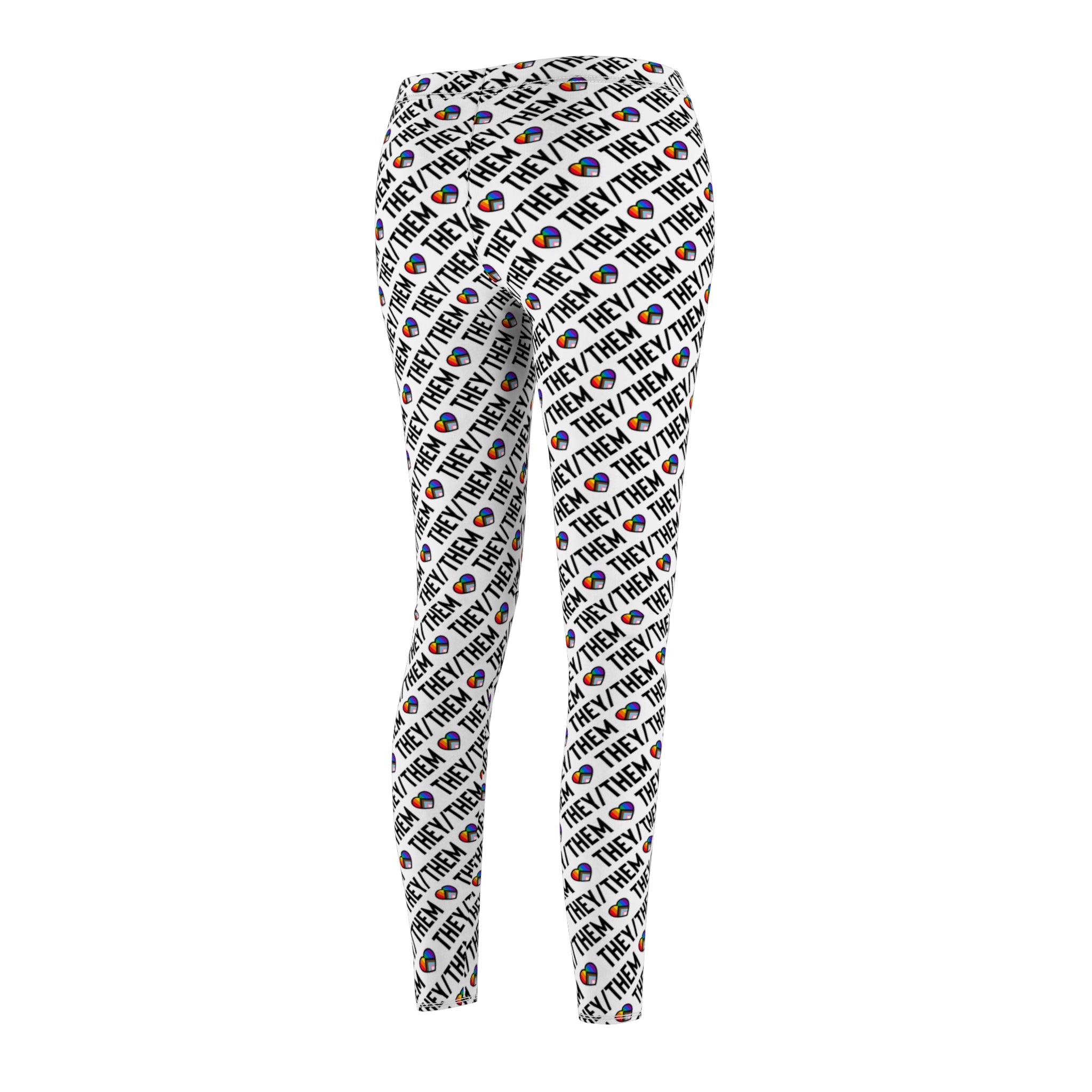 They/Them Pride Pattern Leggings | All-Over Print Pronoun Leggings