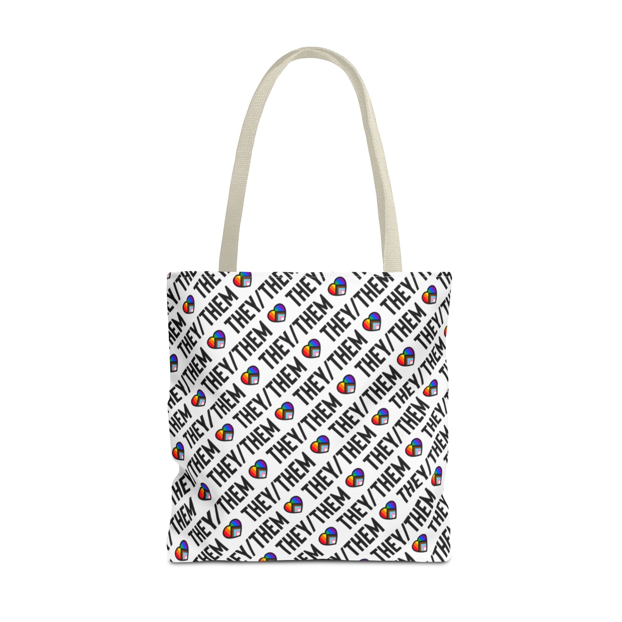 They/Them Pride Pattern Tote Bag | All-Over Print Pronoun Carryall