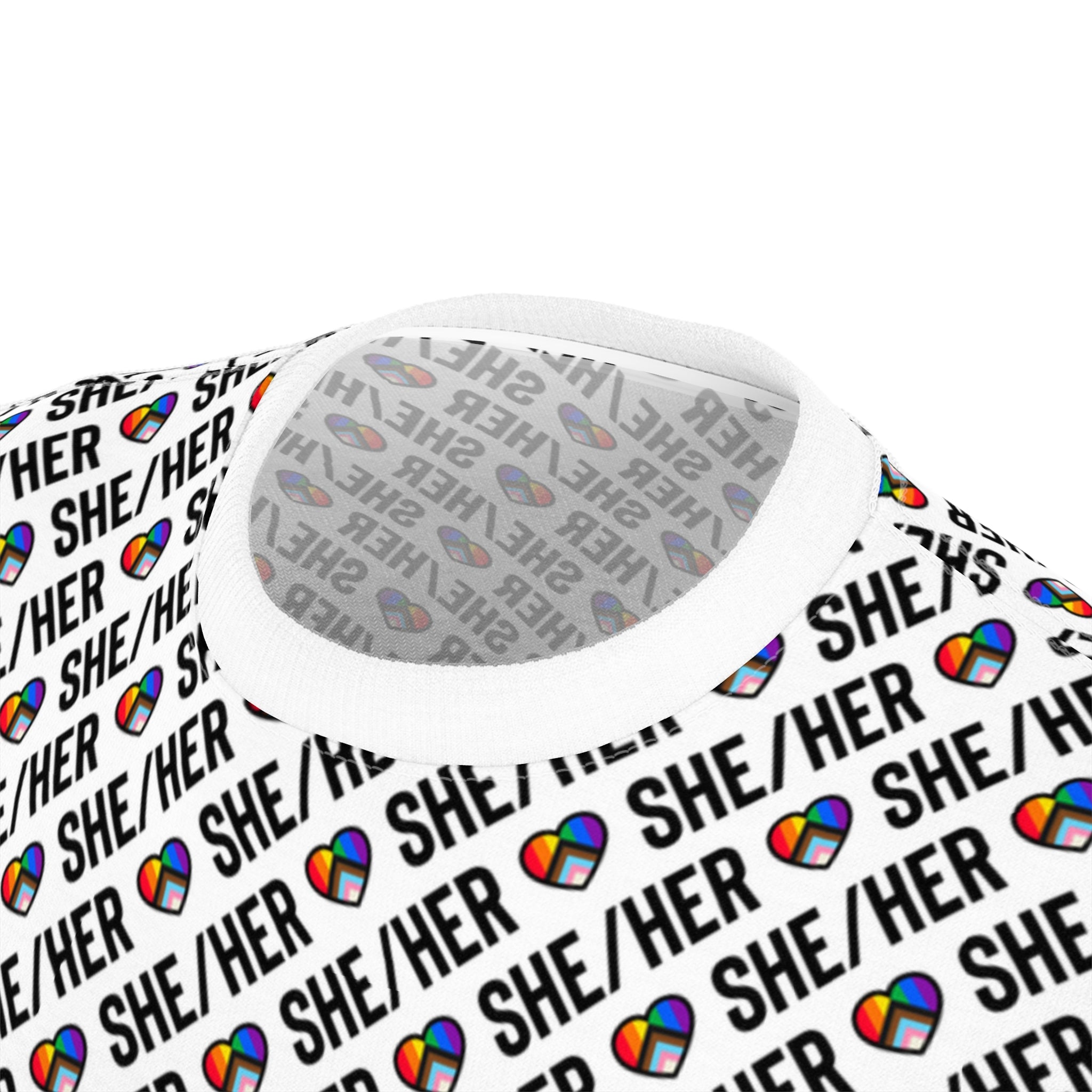 She/Her Pride Pattern T-Shirt | All-Over Print Pronoun Tee