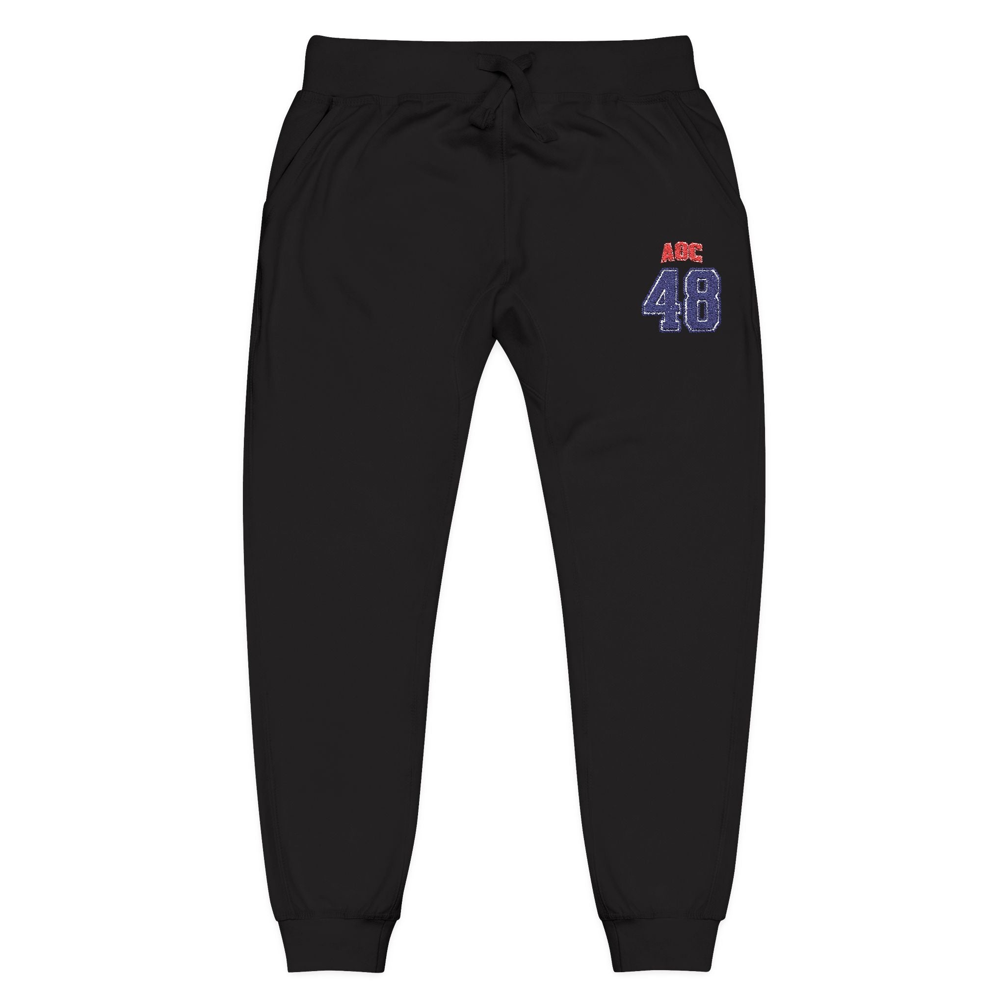 Embroidered Team AOC for 48th President Fleece Sweatpants — Casual Cozy Joggers