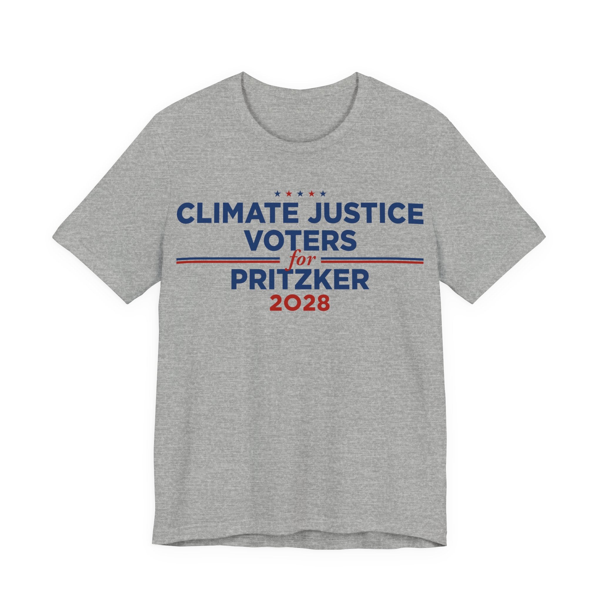 Climate Justice Voters for Pritzker 2028 T-Shirt | Bella+Canvas 3001 Political Graphic Tee