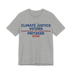 Climate Justice Voters for Pritzker 2028 T-Shirt | Bella+Canvas 3001 Political Graphic Tee