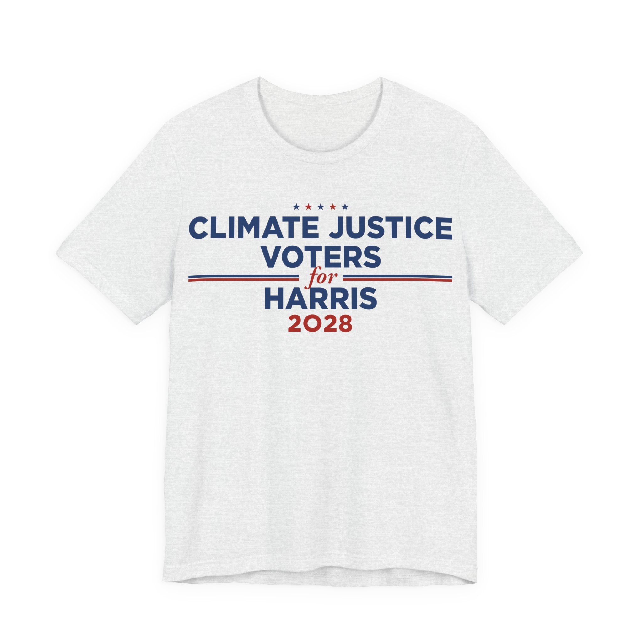 Climate Justice Voters for Harris 2028 T-Shirt | Bella+Canvas 3001 Political Graphic Tee