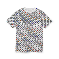 She/They Pride Pattern T-Shirt | All-Over Print Pronoun Tee