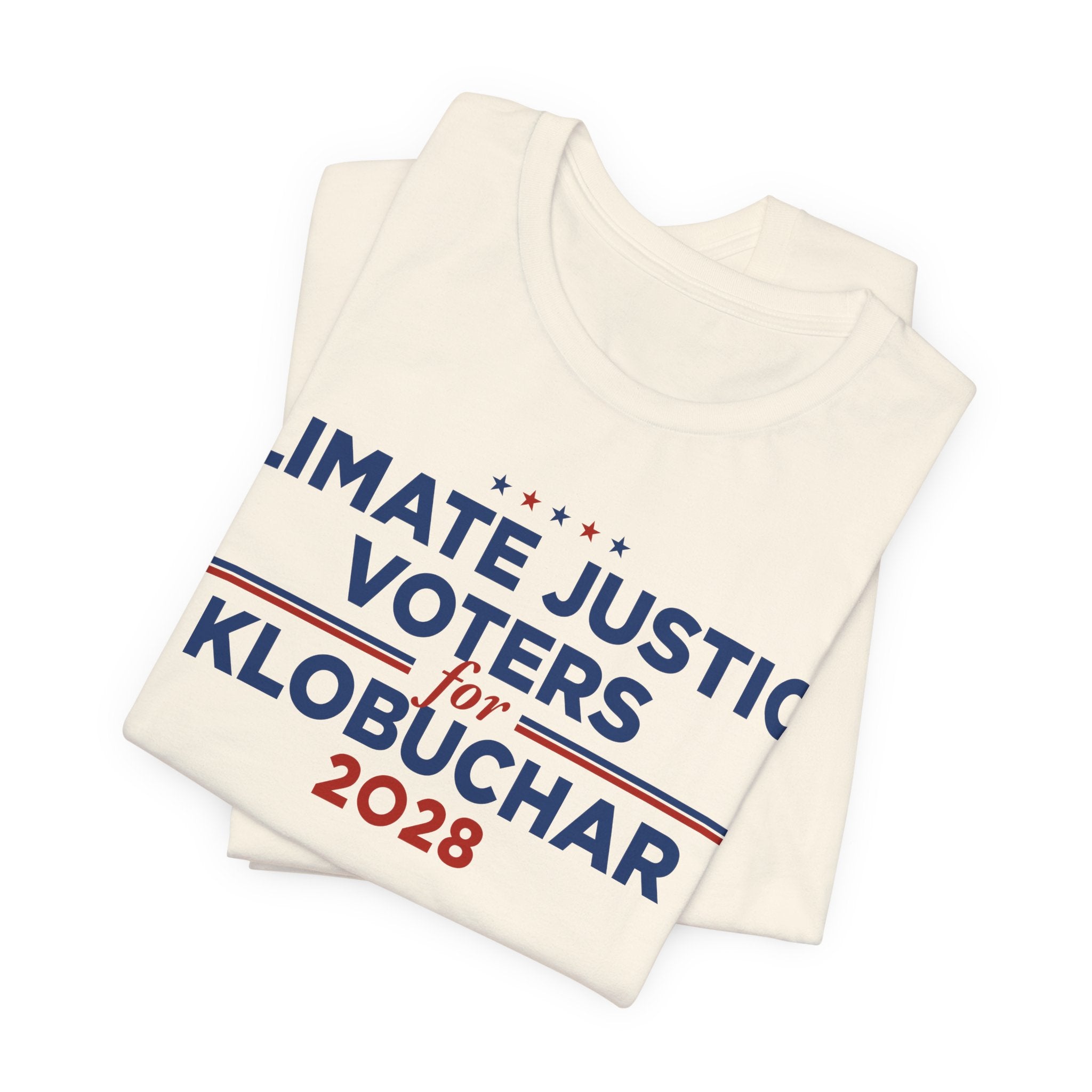 Climate Justice Voters for Klobuchar 2028 T-Shirt | Bella+Canvas 3001 Political Graphic Tee