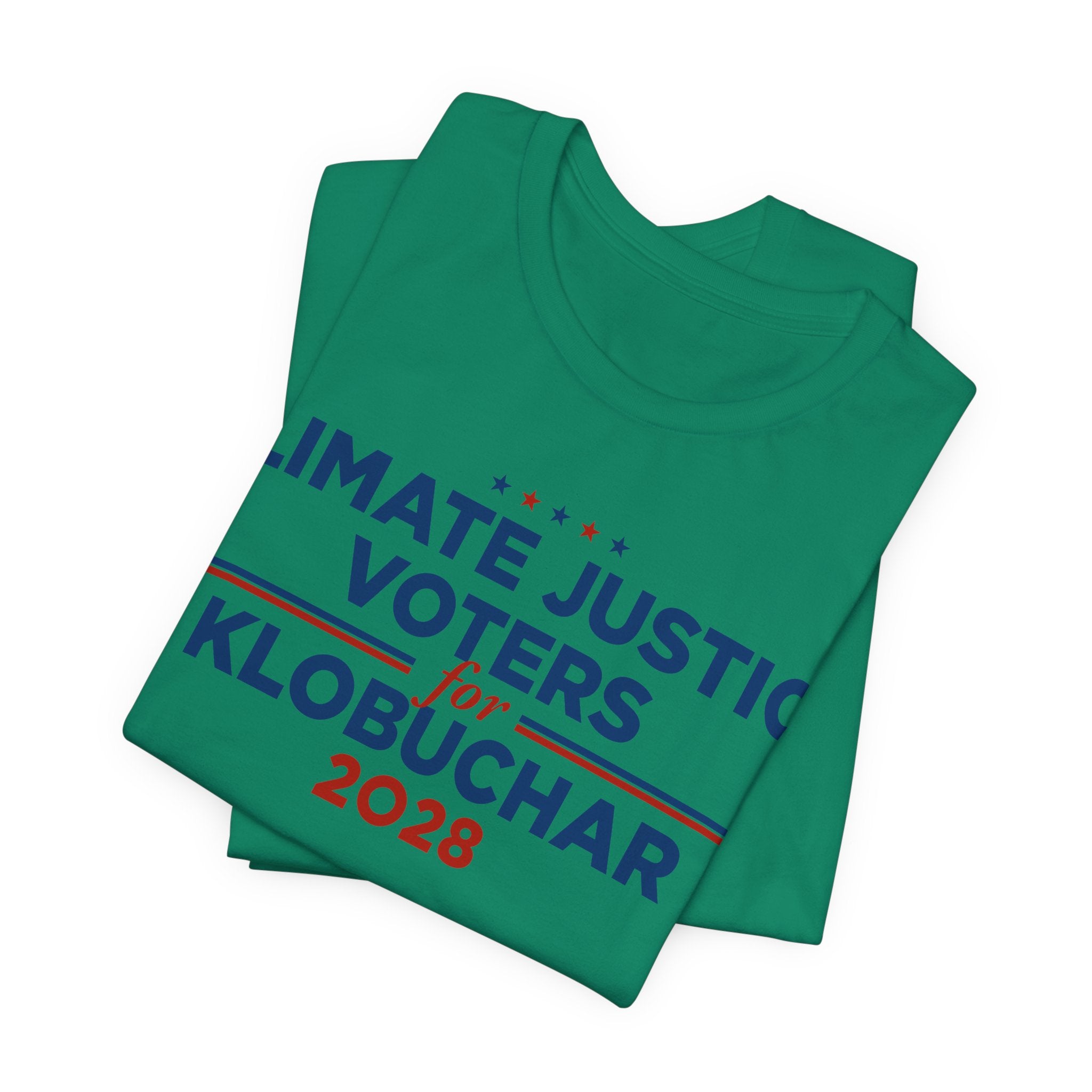 Climate Justice Voters for Klobuchar 2028 T-Shirt | Bella+Canvas 3001 Political Graphic Tee