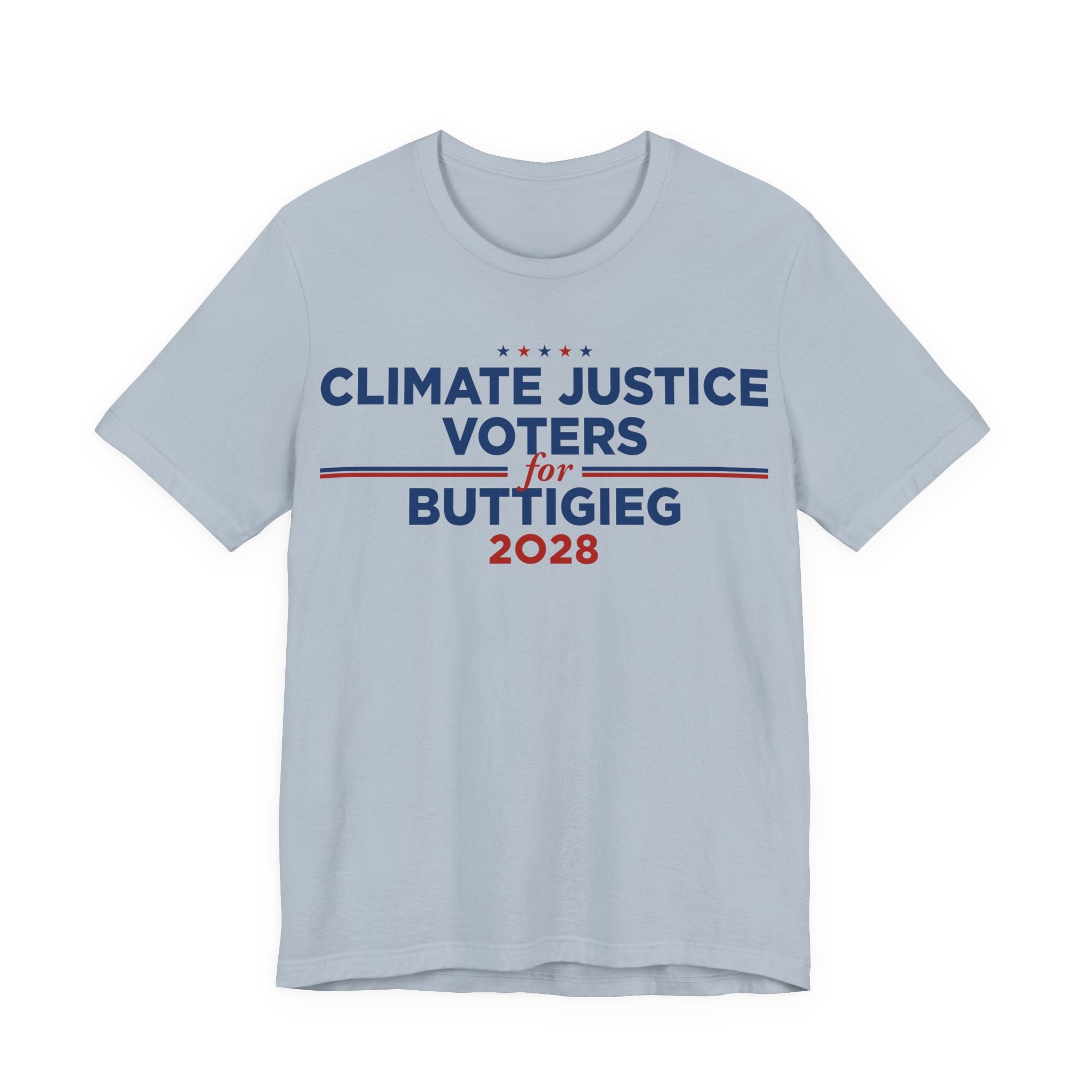 Climate Justice Voters for Buttigieg 2028 T-Shirt | Bella+Canvas 3001 Political Graphic Tee