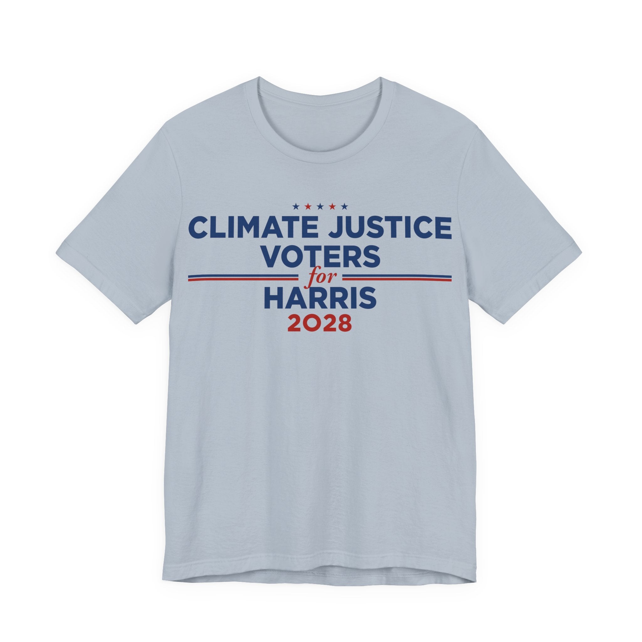Climate Justice Voters for Harris 2028 T-Shirt | Bella+Canvas 3001 Political Graphic Tee
