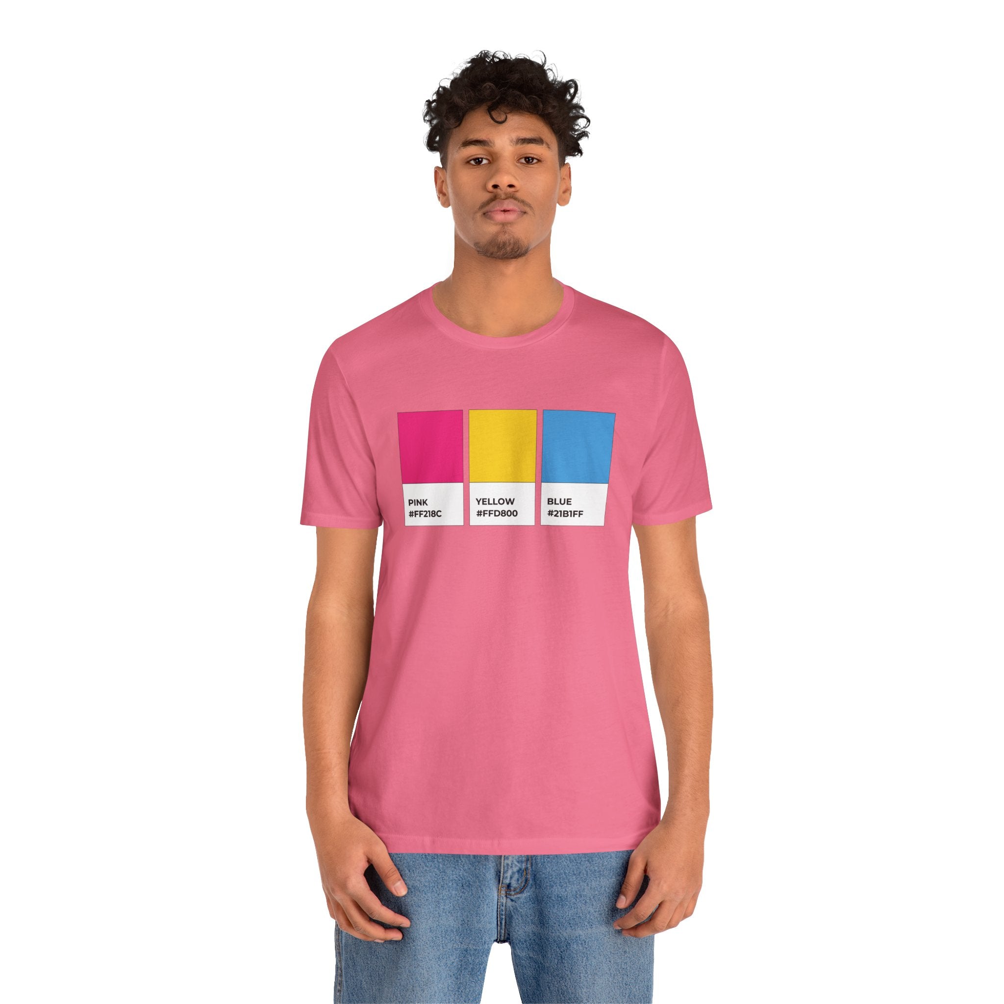Funny Pansexual Pride Flag Pantone Colors Unisex Jersey Short Sleeve T-Shirt