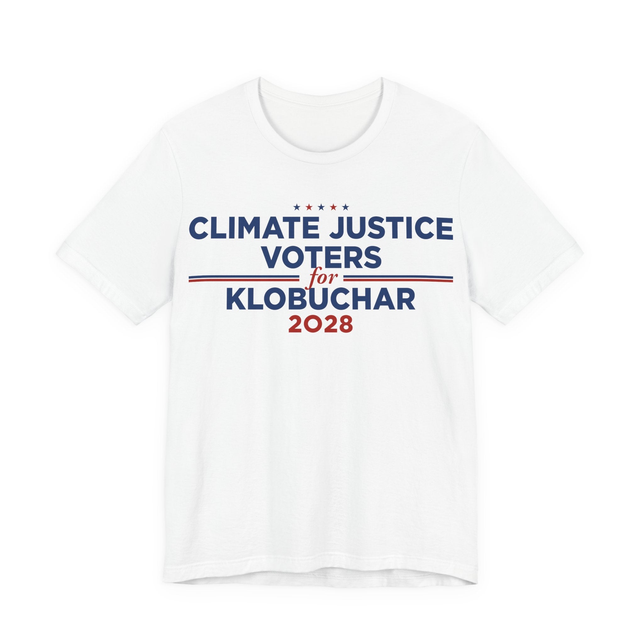 Climate Justice Voters for Klobuchar 2028 T-Shirt | Bella+Canvas 3001 Political Graphic Tee