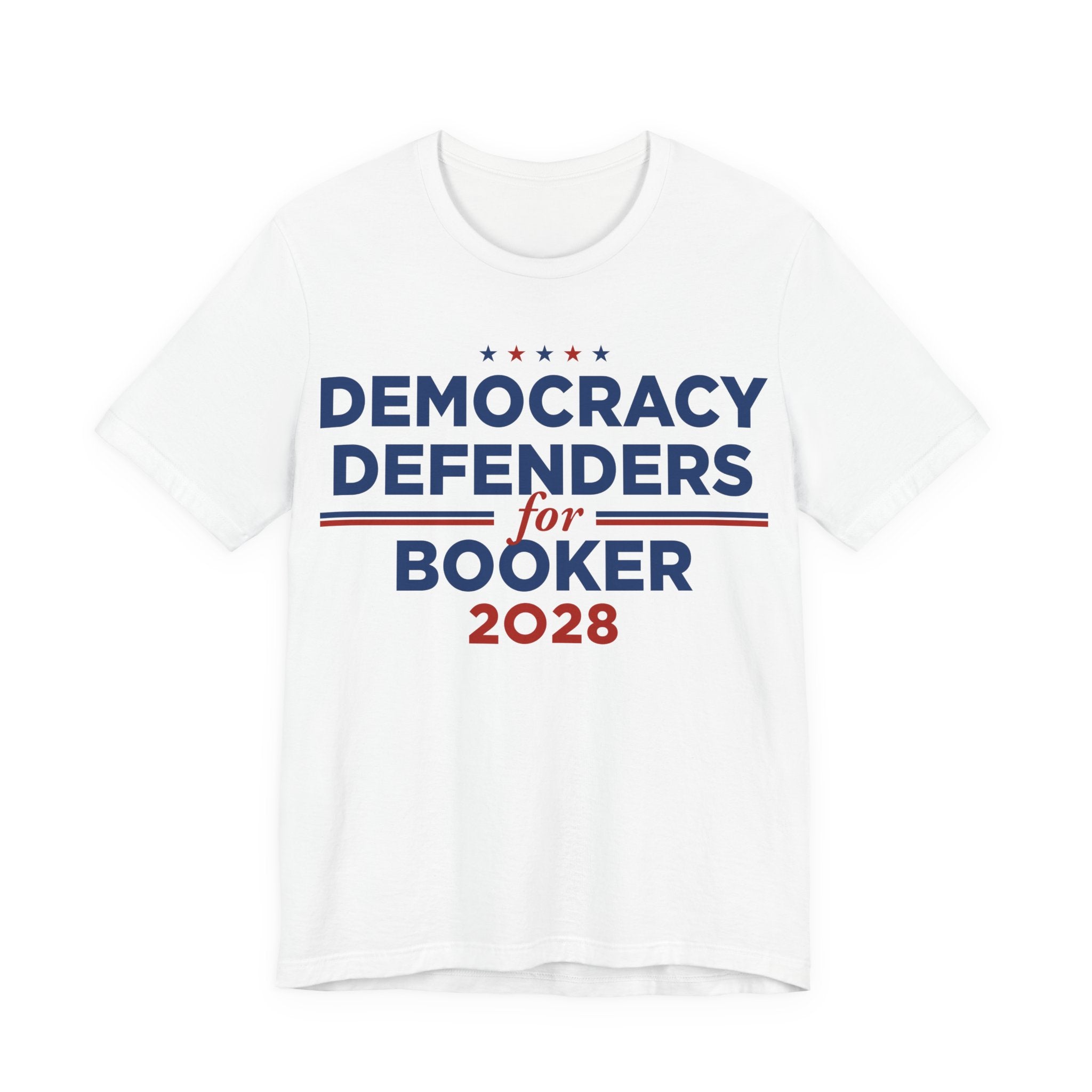 Democracy Defenders for Booker 2028 T-Shirt | Bella+Canvas 3001 Political Graphic Tee