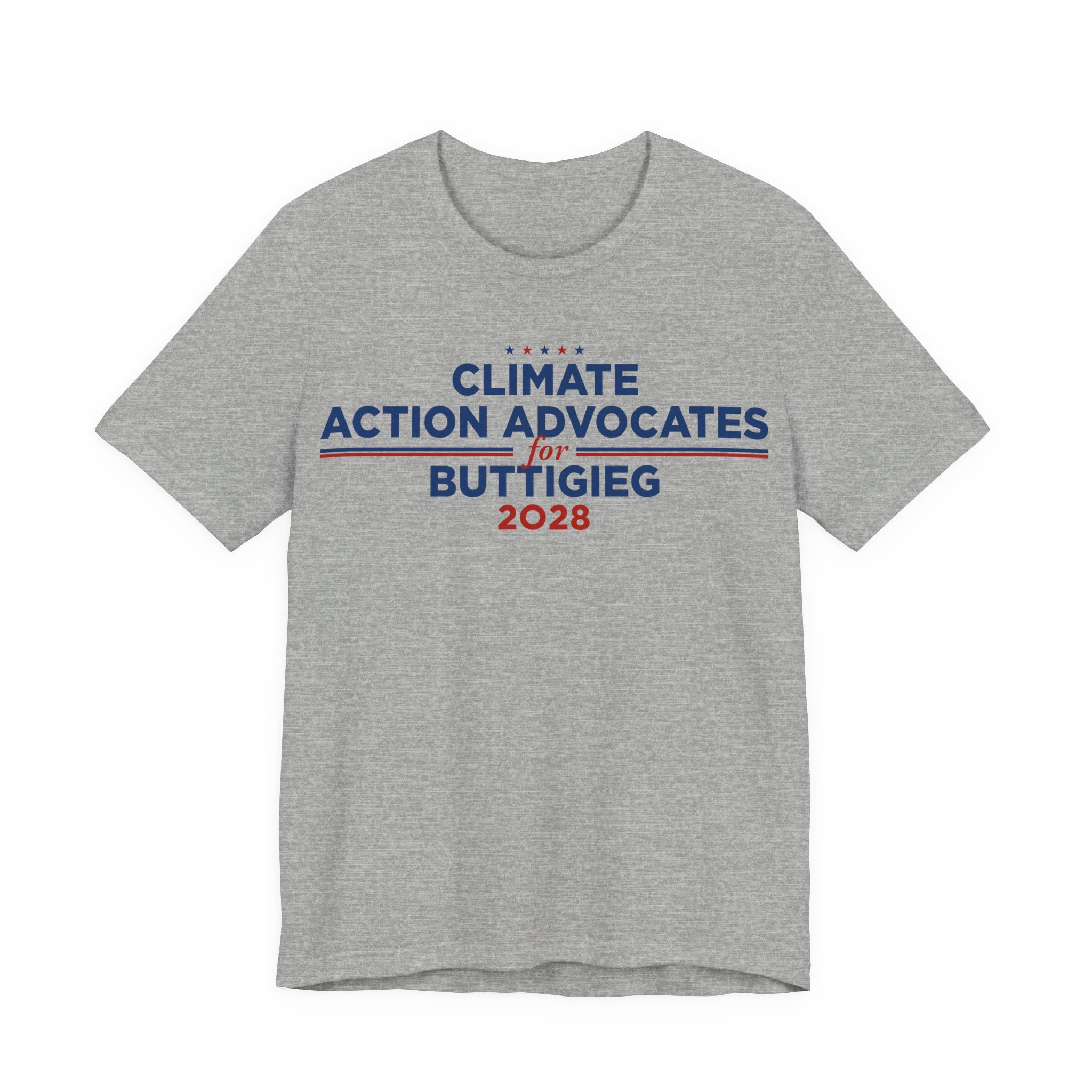 Climate Action Advocates for Buttigieg 2028 T-Shirt | Bella+Canvas 3001 Political Graphic Tee