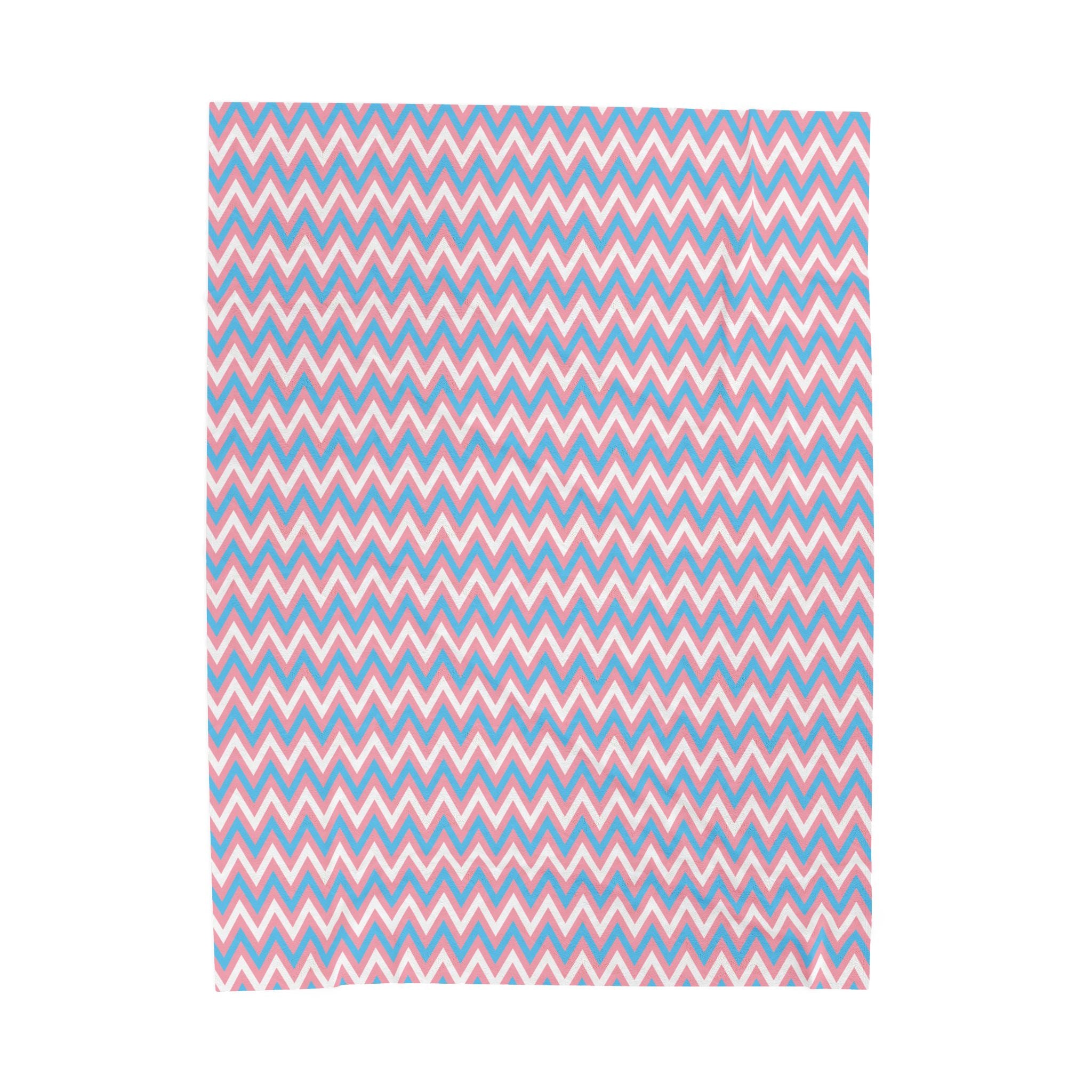 Transgender Flag Chevron Pattern Velveteen Plush Blanket - Coming Out Christmas Pride Blue Pink White