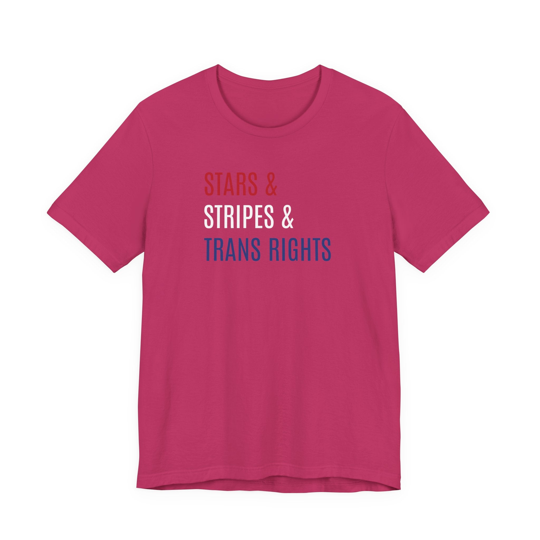 Stars, Stripes, Trans Rights T-Shirt - Red White Blue Patriotic Shirt - LGBTQ - Transgender Tee