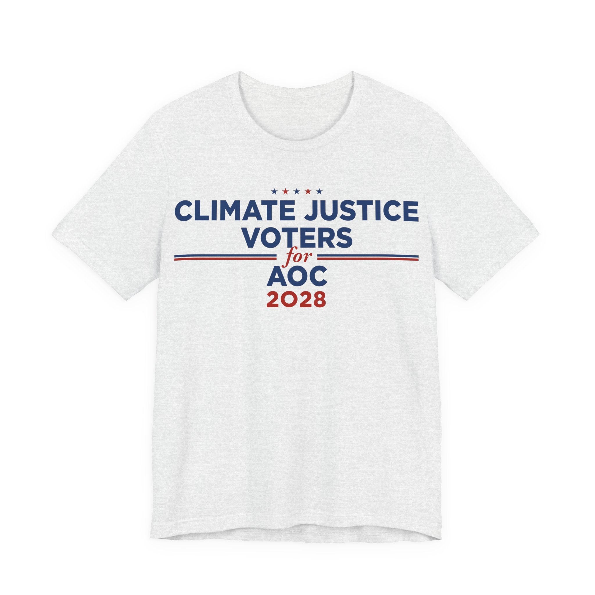 Climate Justice Voters for AOC 2028 T-Shirt | Bella+Canvas 3001 Political Graphic Tee