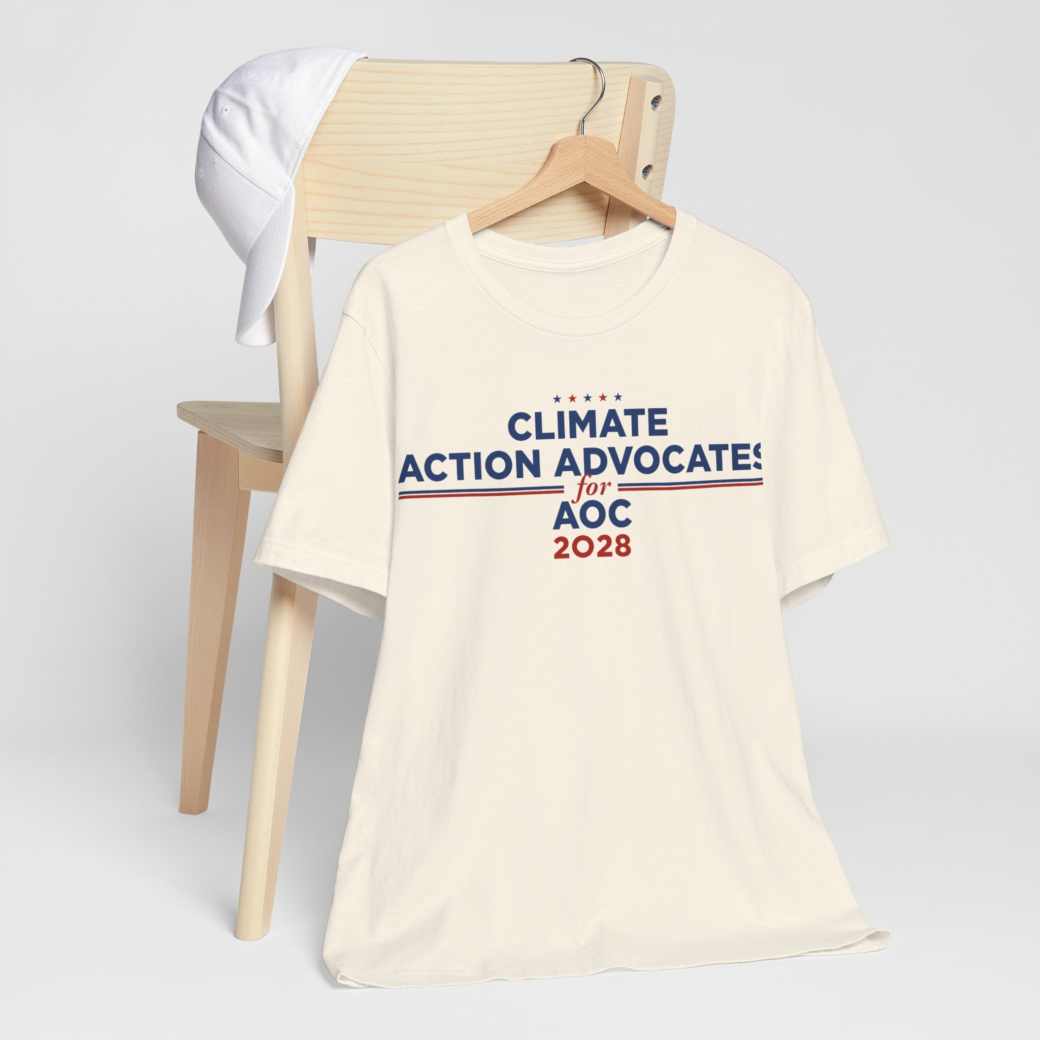 Climate Action Advocates for AOC 2028 T-Shirt | Bella+Canvas 3001 Political Graphic Tee