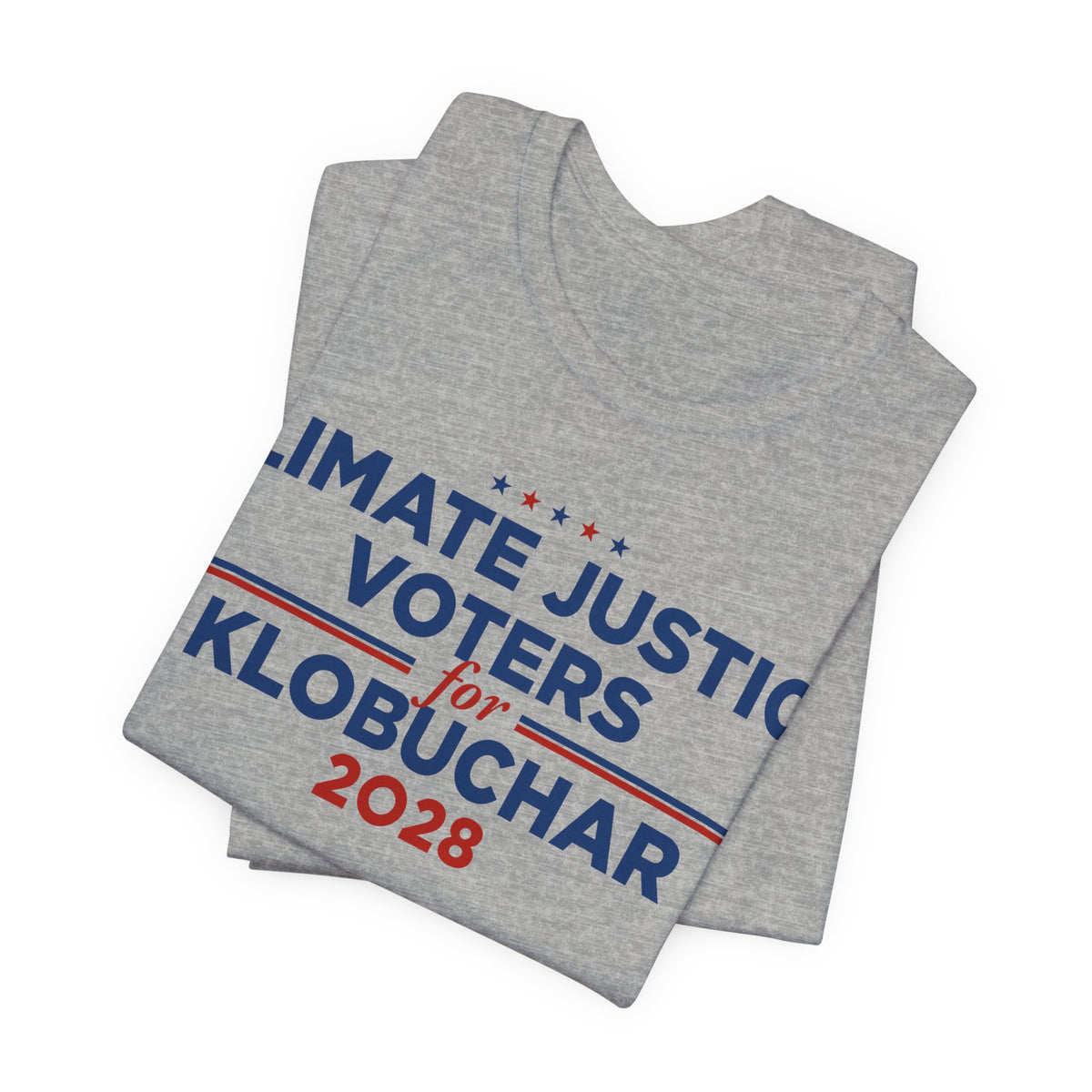 Climate Justice Voters for Klobuchar 2028 T-Shirt | Bella+Canvas 3001 Political Graphic Tee