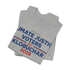 Climate Justice Voters for Klobuchar 2028 T-Shirt | Bella+Canvas 3001 Political Graphic Tee