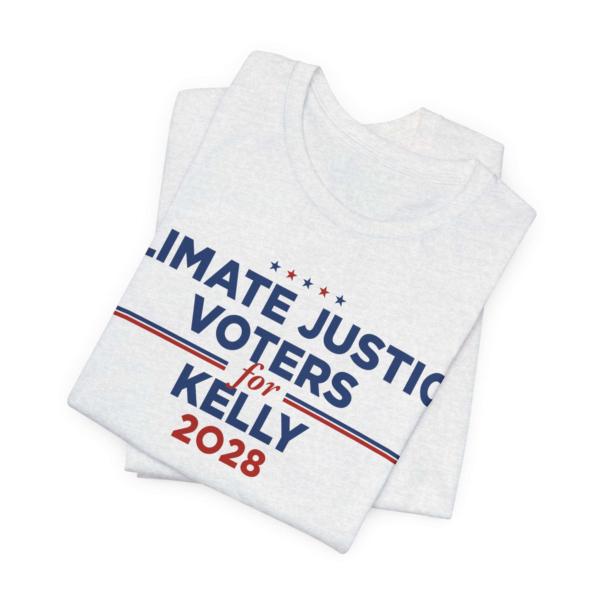 Climate Justice Voters for Kelly 2028 T-Shirt | Bella+Canvas 3001 Political Graphic Tee