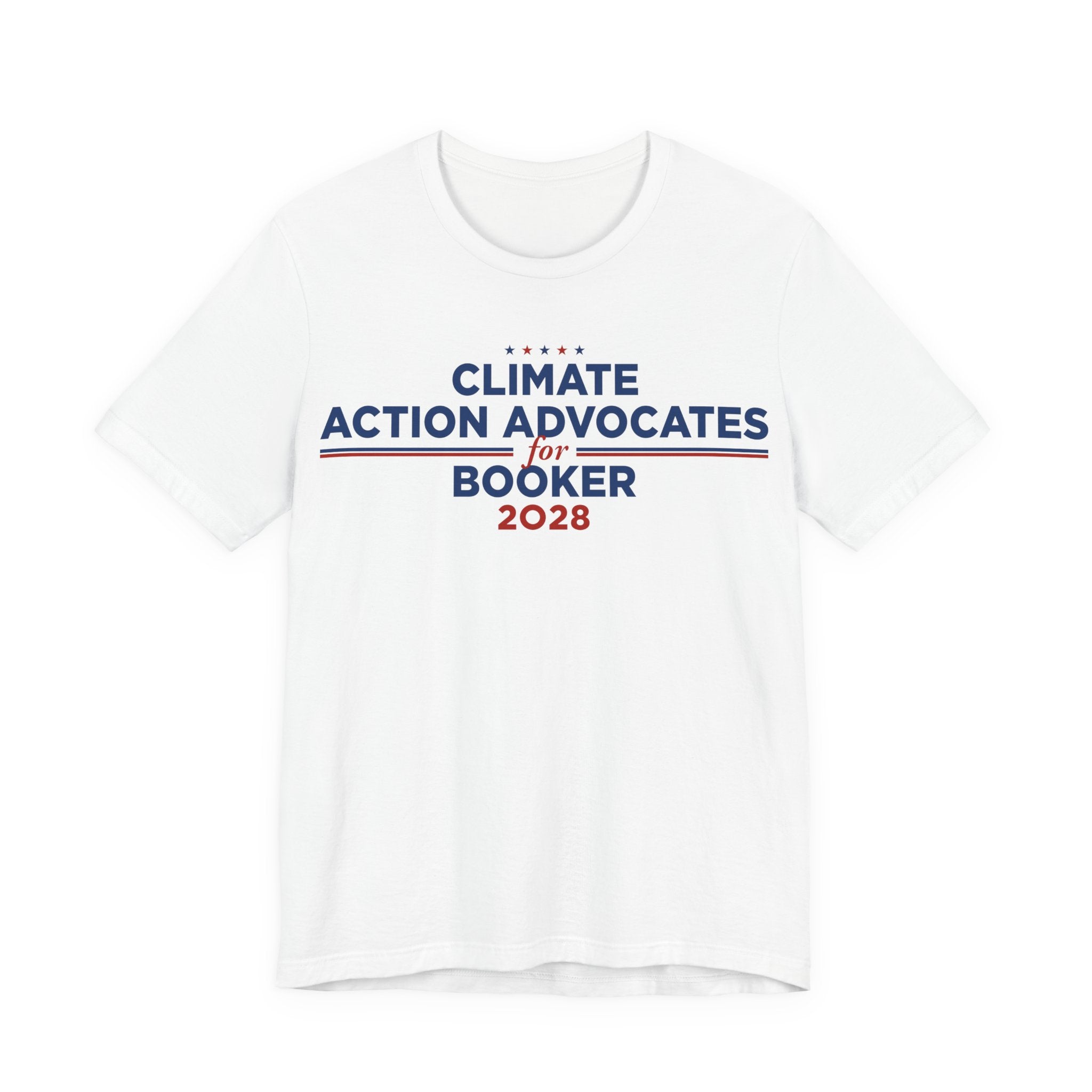 Climate Action Advocates for Booker 2028 T-Shirt | Bella+Canvas 3001 Political Graphic Tee