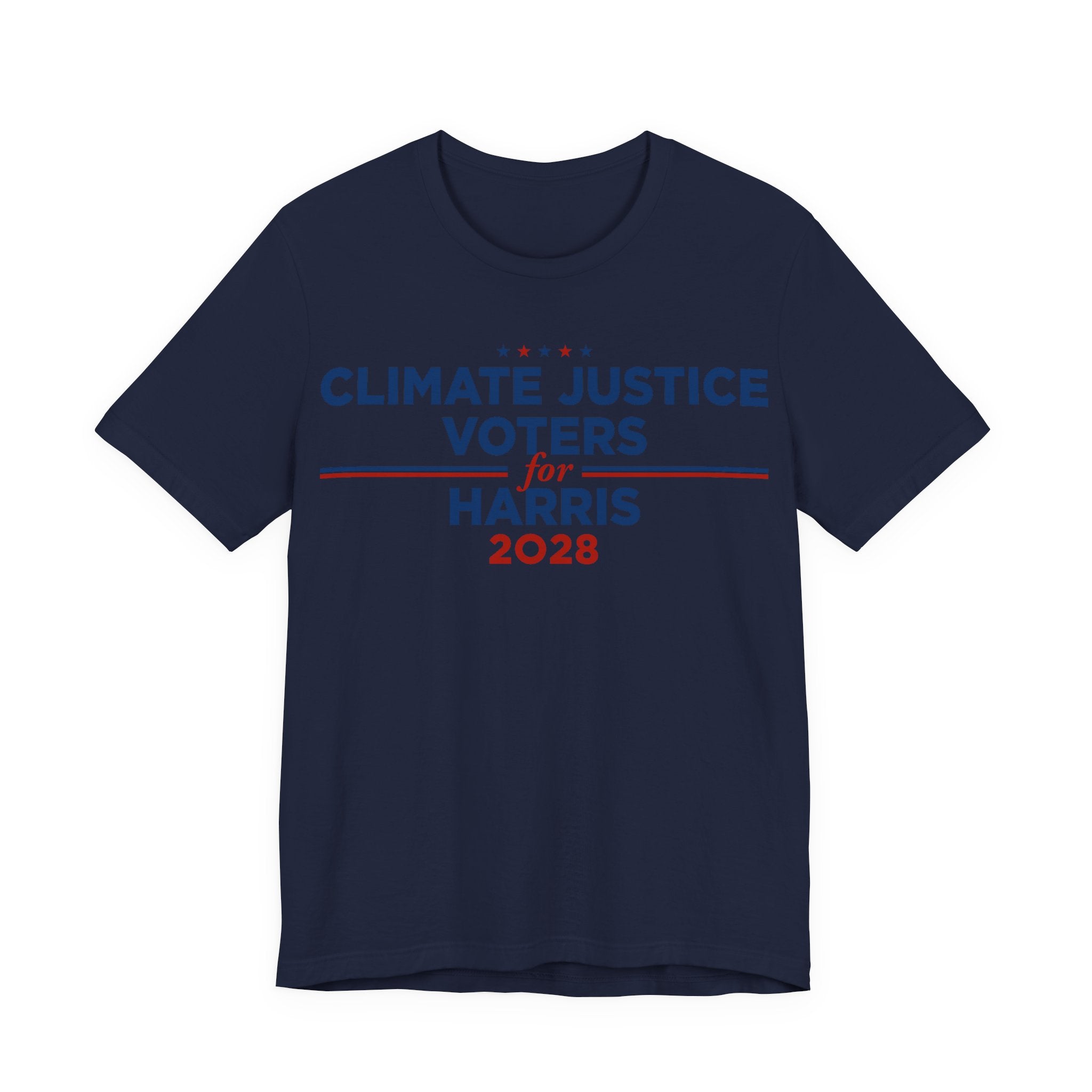 Climate Justice Voters for Harris 2028 T-Shirt | Bella+Canvas 3001 Political Graphic Tee